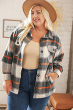Load image into Gallery viewer, Charcoal Plaid Flannel Button Down Oversized Jacket