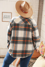 Load image into Gallery viewer, Charcoal Plaid Flannel Button Down Oversized Jacket
