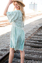 Load image into Gallery viewer, Sage Floral Stripe Yoke Woven Dress with Pockets