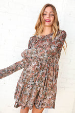 Load image into Gallery viewer, Olive Floral Patchwork Print Babydoll Swing Dress