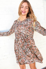 Load image into Gallery viewer, Olive Floral Patchwork Print Babydoll Swing Dress