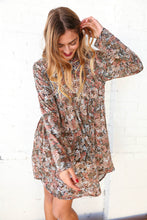 Load image into Gallery viewer, Olive Floral Patchwork Print Babydoll Swing Dress