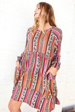 Load image into Gallery viewer, Multicolor Boho Color Block Tiered Knit Dress