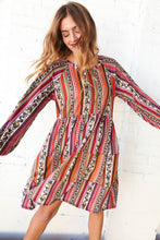 Load image into Gallery viewer, Multicolor Boho Color Block Tiered Knit Dress