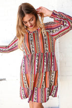 Load image into Gallery viewer, Multicolor Boho Color Block Tiered Knit Dress