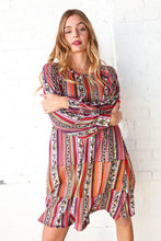 Load image into Gallery viewer, Multicolor Boho Color Block Tiered Knit Dress