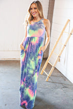 Load image into Gallery viewer, Lime Cobalt Tie Dye Sleeveless Pocketed Maxi Dress