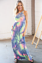 Load image into Gallery viewer, Lime Cobalt Tie Dye Sleeveless Pocketed Maxi Dress