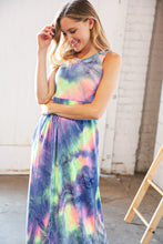 Load image into Gallery viewer, Lime Cobalt Tie Dye Sleeveless Pocketed Maxi Dress