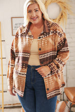 Load image into Gallery viewer, Taupe & Brown Brushed Aztec Oversize Pocketed Shacket