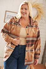 Load image into Gallery viewer, Taupe & Brown Brushed Aztec Oversize Pocketed Shacket