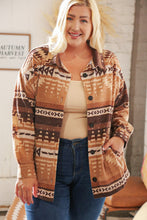 Load image into Gallery viewer, Taupe & Brown Brushed Aztec Oversize Pocketed Shacket