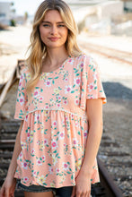 Load image into Gallery viewer, Peach Floral Babydoll Crochet Lace Peplum Top