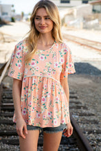 Load image into Gallery viewer, Peach Floral Babydoll Crochet Lace Peplum Top