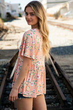 Load image into Gallery viewer, Peach Floral Babydoll Crochet Lace Peplum Top