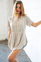 Load image into Gallery viewer, Beige Two Tone Jacquard Stripe Merrow Kint Top