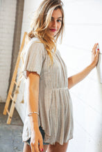 Load image into Gallery viewer, Beige Two Tone Jacquard Stripe Merrow Kint Top