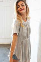 Load image into Gallery viewer, Beige Two Tone Jacquard Stripe Merrow Kint Top