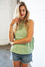 Load image into Gallery viewer, Lime Mock Neck Side Slit Tie Strap Sleeveless Top