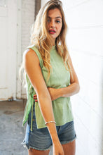 Load image into Gallery viewer, Lime Mock Neck Side Slit Tie Strap Sleeveless Top