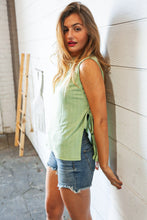 Load image into Gallery viewer, Lime Mock Neck Side Slit Tie Strap Sleeveless Top