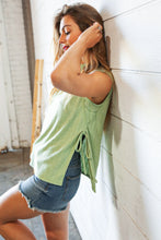 Load image into Gallery viewer, Lime Mock Neck Side Slit Tie Strap Sleeveless Top