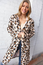 Load image into Gallery viewer, Animal Print Brushed Knit Pocketed Cardigan Hoodie