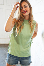 Load image into Gallery viewer, Lime Mock Neck Side Slit Tie Strap Sleeveless Top