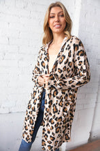 Load image into Gallery viewer, Animal Print Brushed Knit Pocketed Cardigan Hoodie