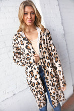 Load image into Gallery viewer, Animal Print Brushed Knit Pocketed Cardigan Hoodie