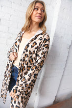 Load image into Gallery viewer, Animal Print Brushed Knit Pocketed Cardigan Hoodie