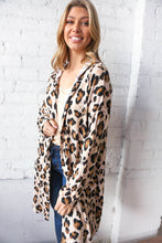 Load image into Gallery viewer, Animal Print Brushed Knit Pocketed Cardigan Hoodie