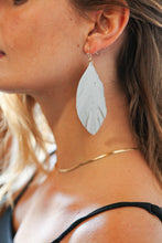 Load image into Gallery viewer, Stone Leather Leaf Gold Dangle Drop Earrings