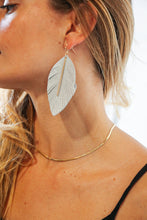 Load image into Gallery viewer, Stone Leather Leaf Gold Dangle Drop Earrings