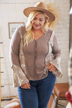 Load image into Gallery viewer, Eggplant Aztec Tribal Bell Sleeve Babydoll Top