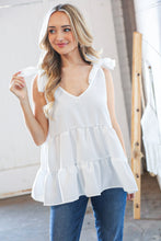 Load image into Gallery viewer, Linen Shoulder Tie Bow Tiered Woven Top