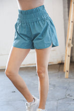 Load image into Gallery viewer, Dusty Teal Smocked Waistband Work Out Shorts