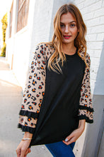 Load image into Gallery viewer, Animal Print Double Ruffle Sleeve Knit Pullover