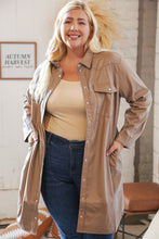 Load image into Gallery viewer, Taupe Faux Leather Sanp Button Down Shirt Jacket
