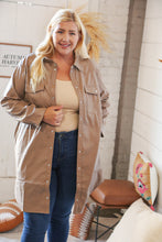 Load image into Gallery viewer, Taupe Faux Leather Sanp Button Down Shirt Jacket