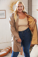 Load image into Gallery viewer, Taupe Faux Leather Sanp Button Down Shirt Jacket