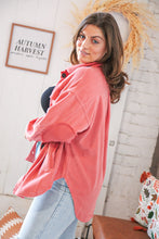 Load image into Gallery viewer, Ash Rose Fleece Flap Button Elbow Patch Pocketed Shacket