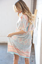 Load image into Gallery viewer, Light Blue & Peach Boho Paisley Woven Pocketed Dress