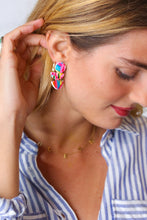 Load image into Gallery viewer, Multicolor Geo Enamel Dangle Earrings