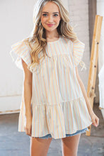 Load image into Gallery viewer, Cotton Vertical Stripe Ruffle Tiered Woven Top
