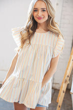Load image into Gallery viewer, Cotton Vertical Stripe Ruffle Tiered Woven Top