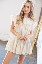 Load image into Gallery viewer, Cotton Vertical Stripe Ruffle Tiered Woven Top