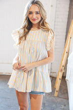 Load image into Gallery viewer, Cotton Vertical Stripe Ruffle Tiered Woven Top