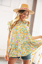 Load image into Gallery viewer, Marigold Floral Print Ruffle Tiered Keyhole Top