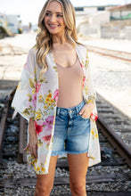 Load image into Gallery viewer, Ivory Floral Print Chiffon Cover Up Kimono